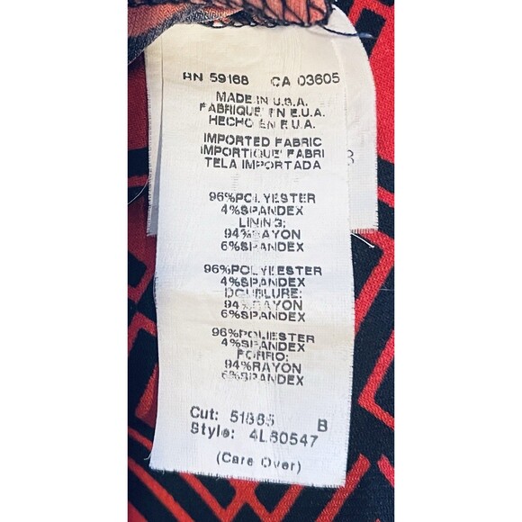 Karen Kane 4L60547 Tangerine Red Diamond Print Stretch Jersey Tiffany Dress M - Picture 7 of 9